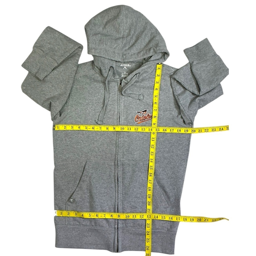 Antiqua Baltimore Orioles Hoodie Full Zip-Up Pockets Unisex Gray Men’s Small - Picture 7 of 16